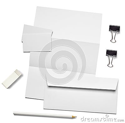 envelope letter card paper clip pencil template business Stock Photo