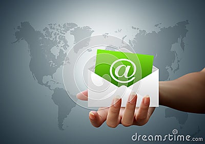 Envelope letter email hands of women Stock Photo