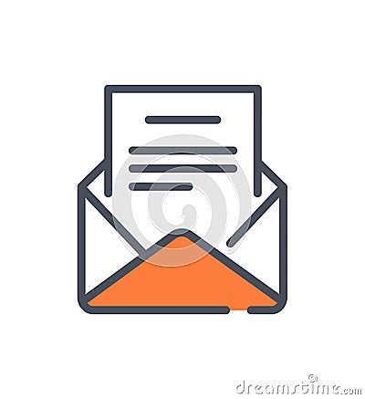 Envelope with letter orange icon Vector Illustration