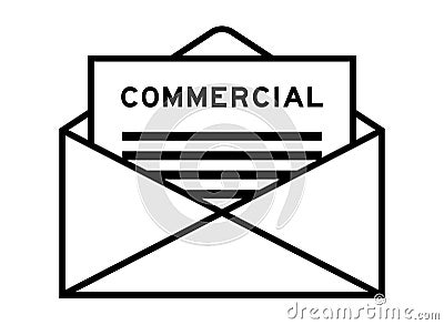 Envelope and letter sign with word commercial as headline Vector Illustration