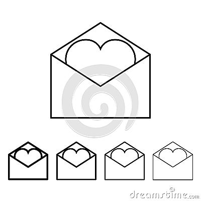 envelope with love letter icon in different thickness style. One of Valentine collection icon can be used for UI, UX Stock Photo