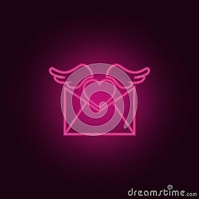 envelope with love letter icon. Elements of Valentine in neon style icons. Simple icon for websites, web design, mobile app, info Stock Photo