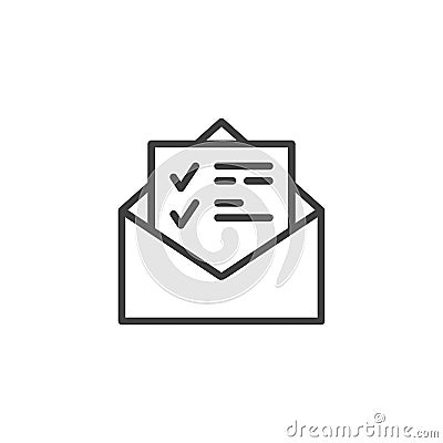 Envelope mail with contract document line icon Vector Illustration