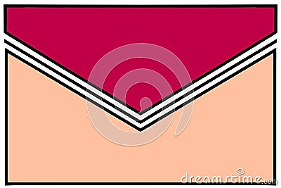 Envelope icon: raspberry red and rose with black and white gum fold and white borders Stock Photo
