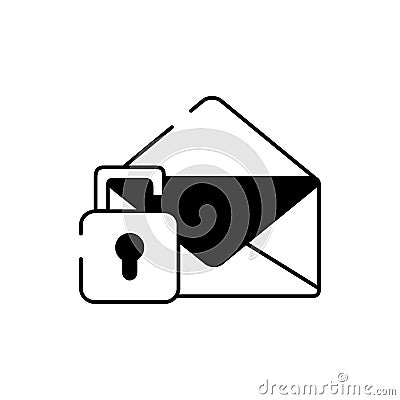 Envelope mail letter security padlock unlock line style icon Vector Illustration