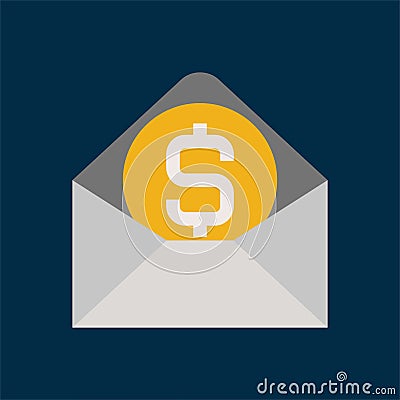 Envelope money - Flat color image. Vector Illustration