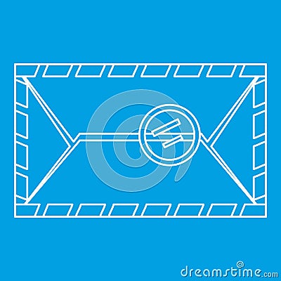 Envelope with postage stamp icon, outline style Vector Illustration