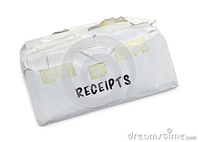 Envelope of Receipts Stock Photo