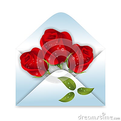 Envelope with roses Stock Photo