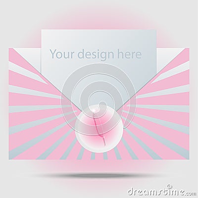 Envelope template with feather glass stamp Vector Illustration