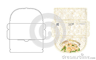 Envelope template with flap design. Easy to fold. Ready to print colorful envelope for money. May be used for thank you Vector Illustration