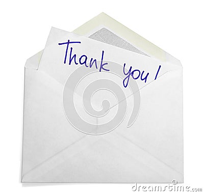 Envelope with Thank You Note Stock Photo