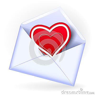 Envelope with valentine heart Vector Illustration