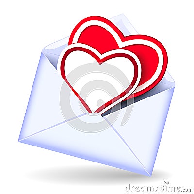 Envelope with valentine hearts Vector Illustration