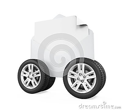 Envelope with Wheels Isolated Stock Photo