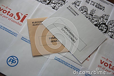 Envelopes the general elections in Spain. Editorial Stock Photo