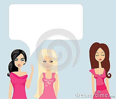 Envious two women gossip Vector Illustration