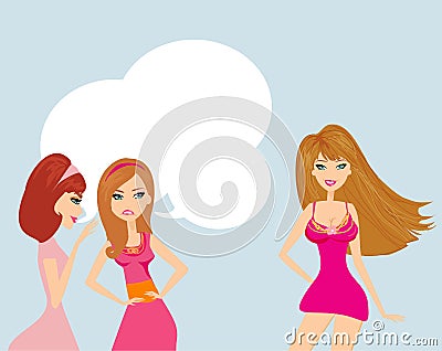 Envious two women gossip Vector Illustration