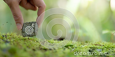 Enviromentally sustainable company target. Carbon neutral and net zero concept. Stock Photo