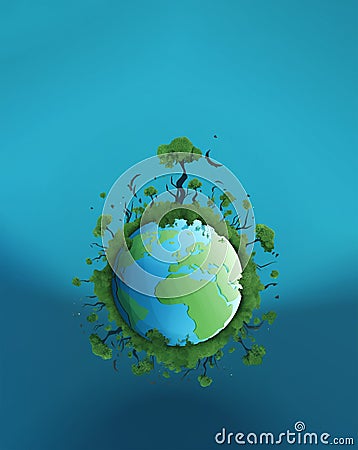 Environment day poster background, green trees and plant, earth conservation concept Cartoon Illustration