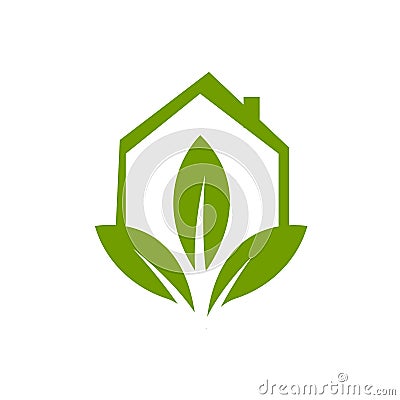 Environment Friendly home Eco Green house logo vector icon design Vector Illustration