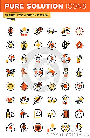 Environment thin line flat design web icons collection Vector Illustration