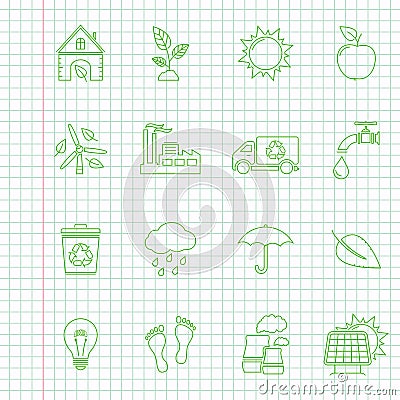 Environment thin line icons Vector Illustration