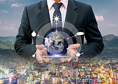 Environment for the world Urban environmental protection and technology,Elements of this image furnished by NASA Stock Photo