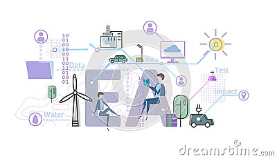 Environmental assessment, EA. Assessment of the environmental consequences. Concept vector illustration in flat style Vector Illustration