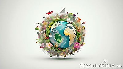 Environmental awareness photo realistic illustration - Generative AI. Cartoon Illustration