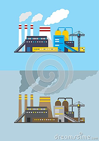 Environmental contamination and harmless industry Vector Illustration