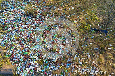 Aerial photo plastic waste from a drone Stock Photo