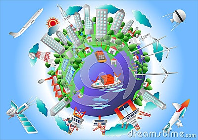 Environmental Earth Sciences, Colorful . Vector Illustration