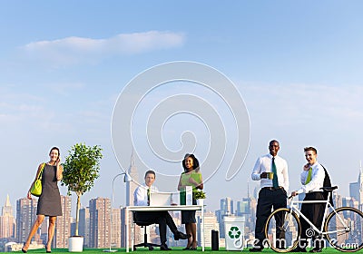 Environmental Friendly Office Workers In New York Stock Photo