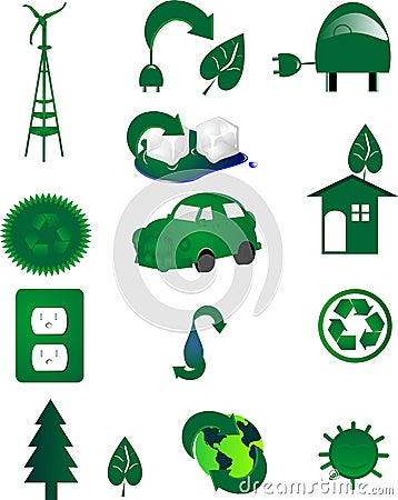 Environmental icons for Go green.. in the world.. Vector Illustration