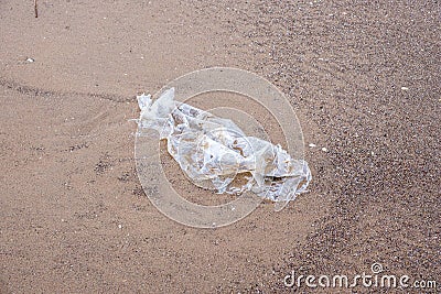 Plastic Materials being washed up onto the shore In Irvine North Ayrshire Scotland Stock Photo