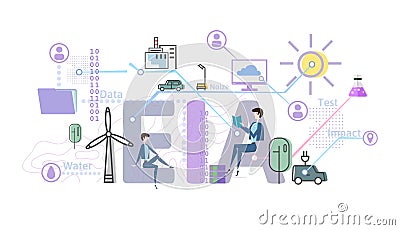 Environmental impact assessment, EIA. Assessment of the environmental consequences. Concept vector illustration in flat Vector Illustration