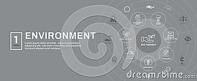 Environmental issues header web banner - recycling, etc icon set Vector Illustration