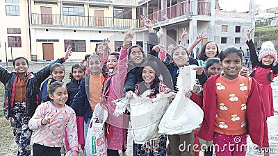 Environmental Kids - Earth care, Sathya Sai School, Kathmandu, Nepal Editorial Stock Photo