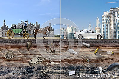 Environmental pollution as a result of technological progress Stock Photo
