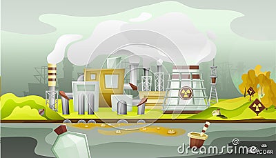 Environmental pollution by industrial dirty waste vector Vector Illustration