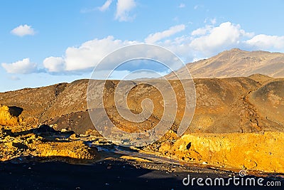 Environmental problem. Result of extraction and processing copper ore settlement Karabash. Russia Stock Photo