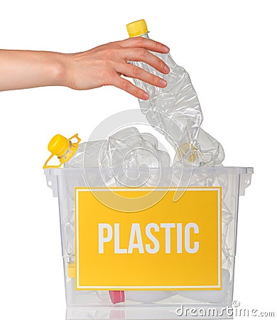Environmental protection concept. Recycling of plastics Stock Photo