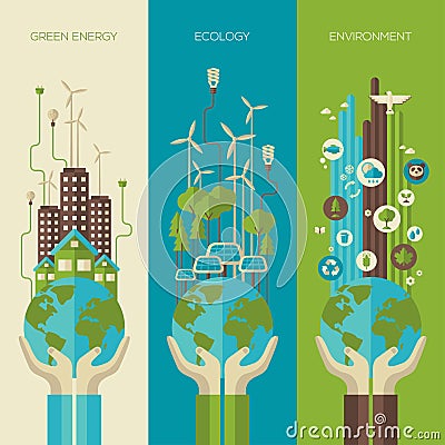 Environmental protection, ecology concept vertical Vector Illustration