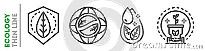 Environmental protection set of thin line icons on white. Outline ecology pictograms collection. Vector Illustration
