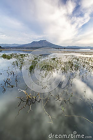 Environmental shot of the lake Batur. Stock Photo