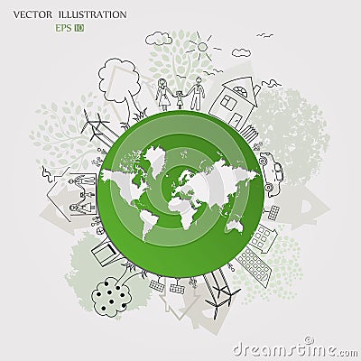 Environmentally friendly world. Vector Illustration