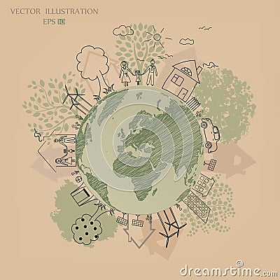 Environmentally friendly world. Vector Illustration