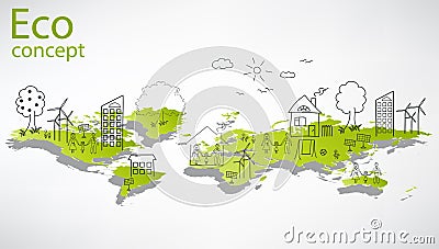 Environmentally friendly world. Vector Illustration