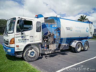 EnviroWay Auckland Council garbage truck parked in Howick Editorial Stock Photo